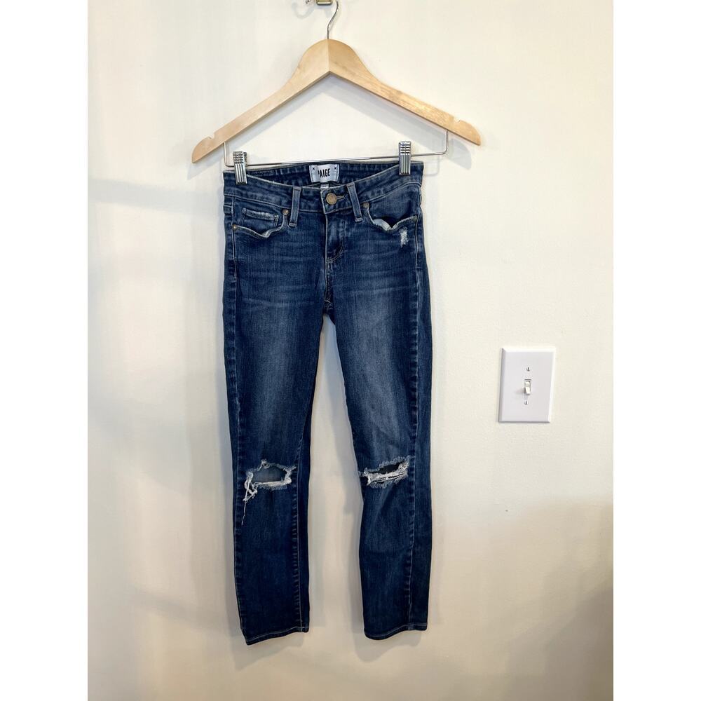 PAIGE Verdugo Distressed Skinny Jeans Women’s Size 24 Medium Wash